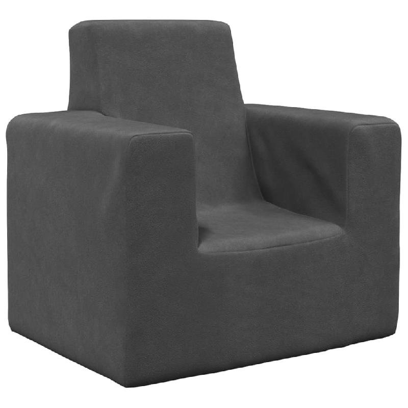 Canapé pour enfants en peluche douce anthracite - Housse amovible et lavable - Dimensions 52x39x50 cm_0