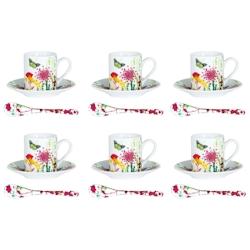 Coffret de 6 tasses café et leurs cuillères Tutti Fiori -  11 cl Blanc Rond Porcelaine Table Passion - blanc porcelaine 3106232370717_0