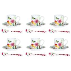 Coffret de 6 tasses café et leurs cuillères Tutti Fiori -  11 cl Blanc Rond Porcelaine Table Passion - blanc porcelaine 3106232370717_0