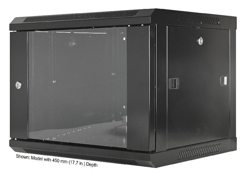Coffret mural 19 pouces MHT134 avec porte vitrée - hauteur 6U - profondeur 600 mm - noir - Bravour®_0