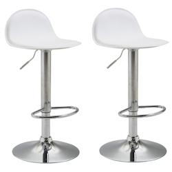 Décoshop26 - Lot de 2 tabourets de bar pied trompète métal hauteur réglable en synthétique blanc TDB10343 - blanc 3000500269607_0