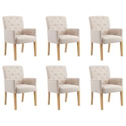 Décoshop26 - Lot de 6 chaises de salle à manger avec accoudoirs en tissu beige DEC025462 - beige 3000255257812_0