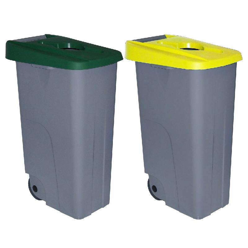 Denox - Reciclo Jeu de 2 Conteneurs à Déchets Ouverts 170L Capacité Totale en Polyéthylène de couleur Verte et Jaune - multicolore PK3330_0