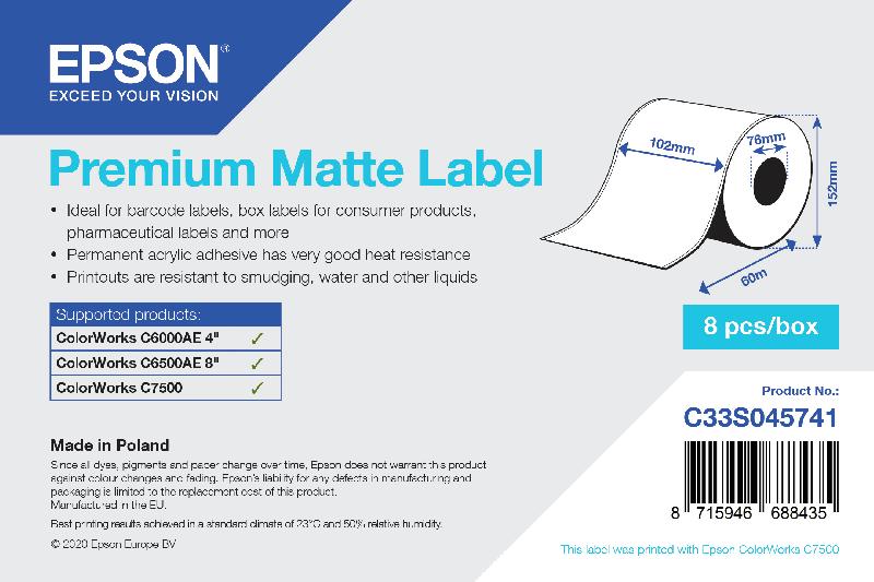 Epson Premium Matte Label - Continuous Roll: 102mm x 60m_0