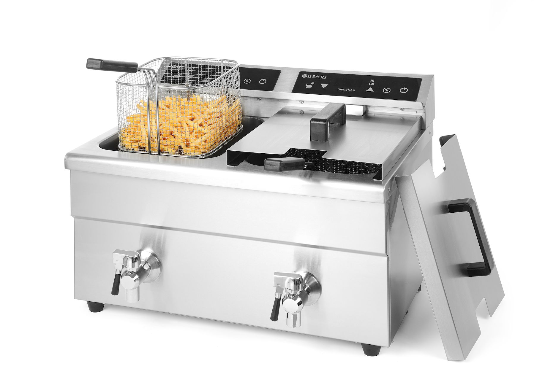 Friteuse à induction 2 cuves - Hendi Kitchen Line - 16L, 7000W, acier inoxydable_0