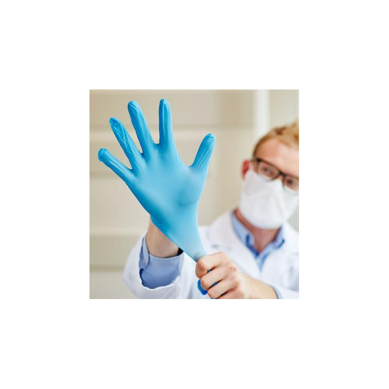 Gants jetables en nitrile bleu non poudrés - aql 1.5 - 3.5 gr - hygistore_0