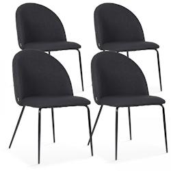 Oviala Business Lot de 4 chaises en tissu noir - noir textile 108103_0