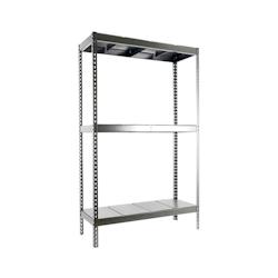 PROREGAL Étagère pour charges lourdes METAL BEAST THREE | HxLxP 150x150x45cm | 3 niveaux | Charge du compartiment 600kg | Galvanisé - argenté mét_0