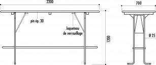 Table comptoir Féria - Plateau pin massif - Pieds repliables acier tubulaire_0