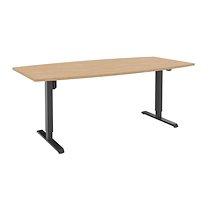 Table de réunion assis-debout chêne clair pieds carbone - NIVO_0