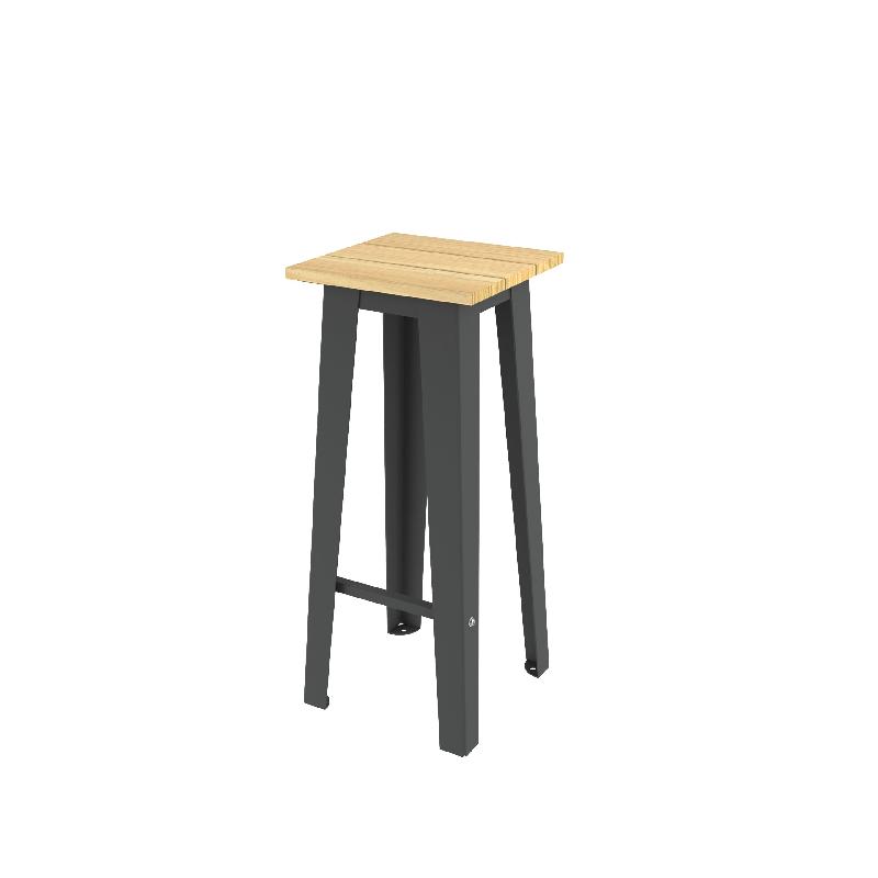 Tabouret Haut Selim en Robinier et pieds fonte_0