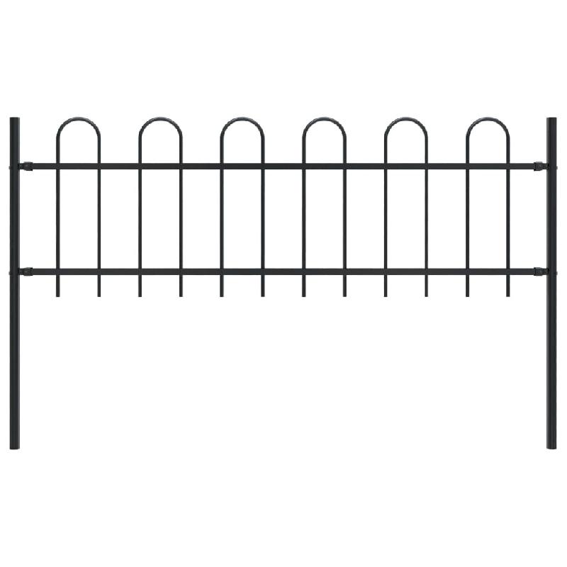 Vidaxl clôture de jardin avec dessus en cerceau acier 1,7 m noir 144928_0