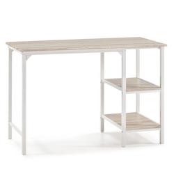 VS Venta-stock Bureau Colón Blanc,Table pour PC, 2 Rayons, Style Industriel, 110 cm Longueur - blanc Bois manufacturé I20058_0