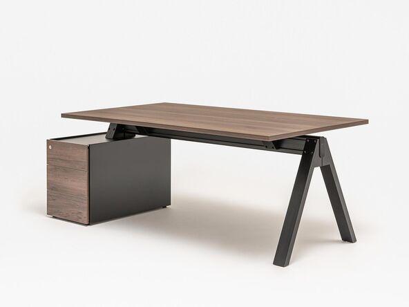 Bureau droit professionnel en mélaminé Viga - caisson 3 tiroirs - structure bois massif_0
