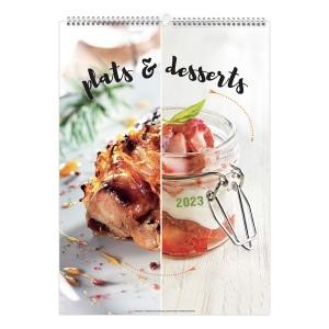 Calendrier 2 mois par page illustre plats et desserts 2023 - 7 feuillets - small 210x290 mm - reliure baguette - marquage quadri référence: ix362716_0