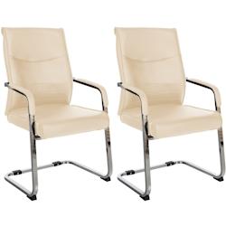 CLP Ensemble de 2 chaises visiteurs Hobart Crème/Similicuir - beige polyester 324476_0