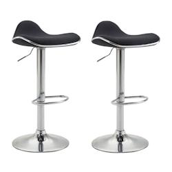 Décoshop26 - Lot de 2 tabourets de bar en tissu noir pieds métal chromé pivotant et hauteur réglable 10_0000535 - noir 3000764669601_0