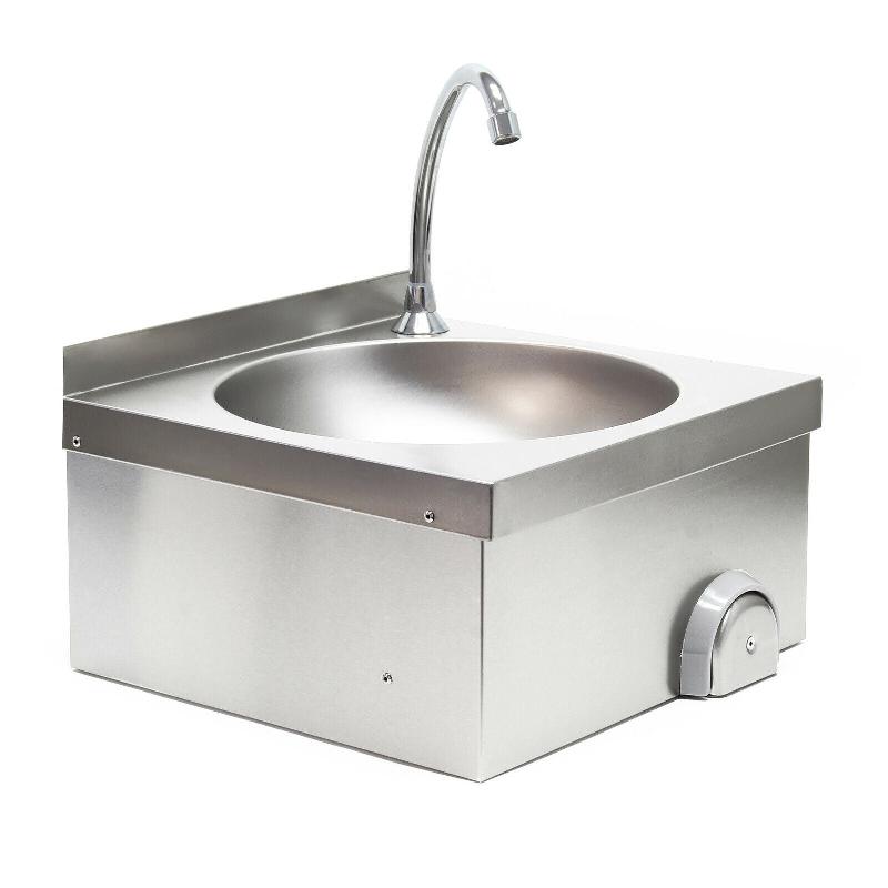 ÉVIER LAVABO ACIER FIN GASTRO CUVE RONDE COMMANDE AU GENOU LAVE-MAIN 16_0002397_0