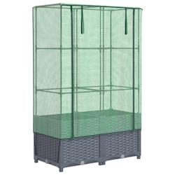 Helloshop26 - Jardinière bac lit surélevé plantes fleurs terrasse jardin surélevée avec housse aspect rotin 80 x 40 x 138 cm Blue 02_0038790 - 30_0