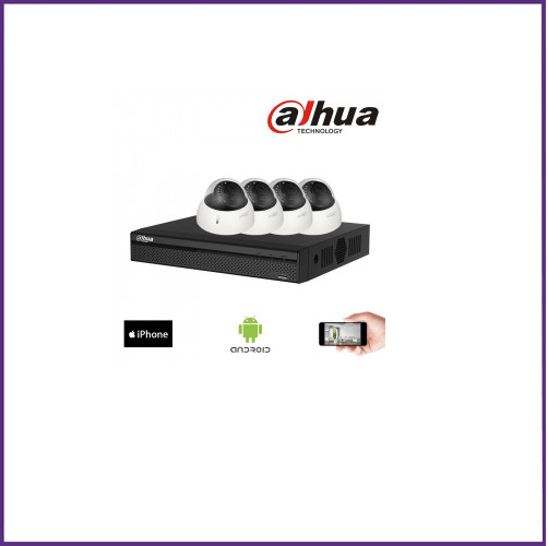 Kit Caméras vidéo IP - 4 Mini Dômes Infrarouge 4 Mégapixels - Enregistreur IP 4 caméras - Disque dur 1TB - Câbles RJ45 20m_0