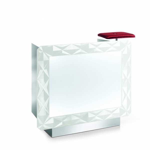 Caisse d'accueil - Diamant Blanc Medium FH 6200 - Stratifié Blanc Luxe 31 avec plexiglas éclairé_0