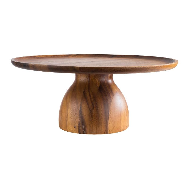 Présentoir à gâteau en bois d'acacia huilé - diamètre 38,5 cm - hauteur 16 cm - modèle 14_0004190_0
