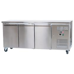 Romux® Table Réfrigérée Positive 3 Portes 180x60 cm avec Refroidissement Froid Ventilé en Acier Inox avec Capacité de 339 L et Puissance 750 W -_0