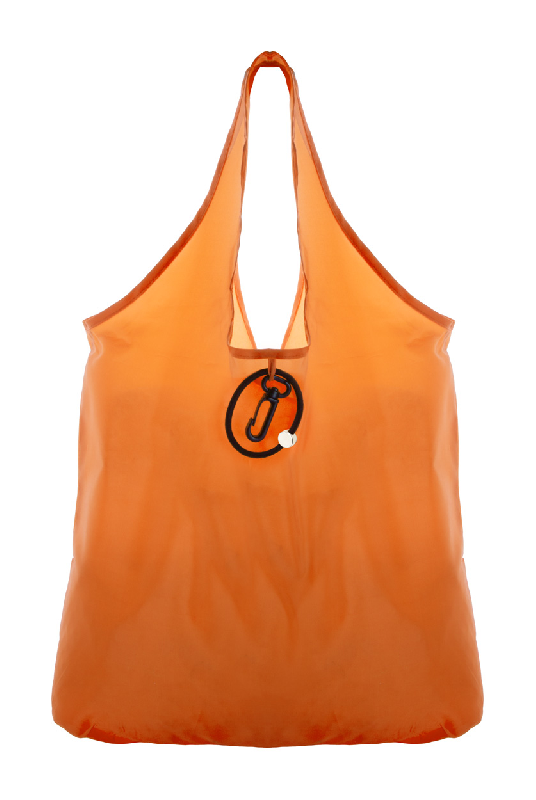 Sac shopping pliable - Polyester 190T - avec mousqueton en plastique - couleur orange_0