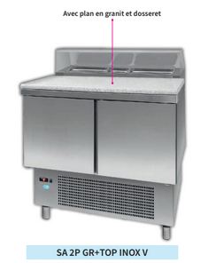 Saladette froid ventilé 2 portes - sa 2p gr+top inox v_0