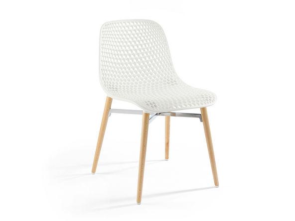 Lot de 4 chaises polyvalentes Next pieds bois coque en polyamide perforée_0