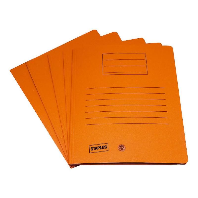 STAPLES CHEMISE 3 RABATS SANS ÉLASTIQUE STAPLES - CARTE 250G - ORANGE (PRIX À L'UNITÉ)