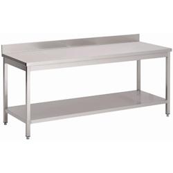 Table inox avec étagère basse et dosseret Gastro M 2000 x 700 x 890mm - UNGN137_0