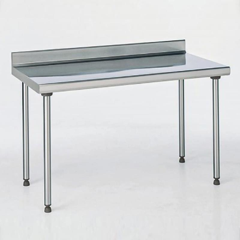 Table inox TS 15N démontable sur mesure - à dosseret, pieds ronds, largeur 800 mm, longueur 1401 à 1600 mm - Réf-604134-44_0