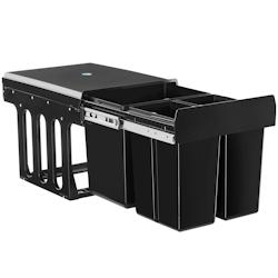 TecTake GmbH tectake Poubelle de tri ASHLYN 31 L avec 3 compartiments - noir - 405885 - noir plastique 405885_0