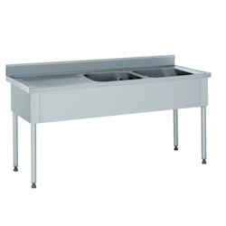 Tournus Equipement - Plonge 2 bacs 500x500x300 mm - Égouttoir à gauche sans robinetterie - Longueur 1800 mm - Réf. 806675 - Plastique_0