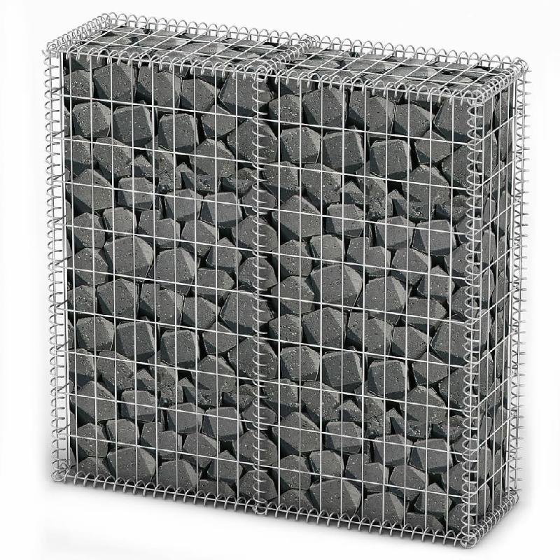 Vidaxl panier de gabion avec couvercle fil galvanisé 100 x 100 x 30 cm 141041_0