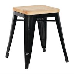 Bolero Tabouret en acier avec assise en bois - noir (4 pièces) - acier GM635_0