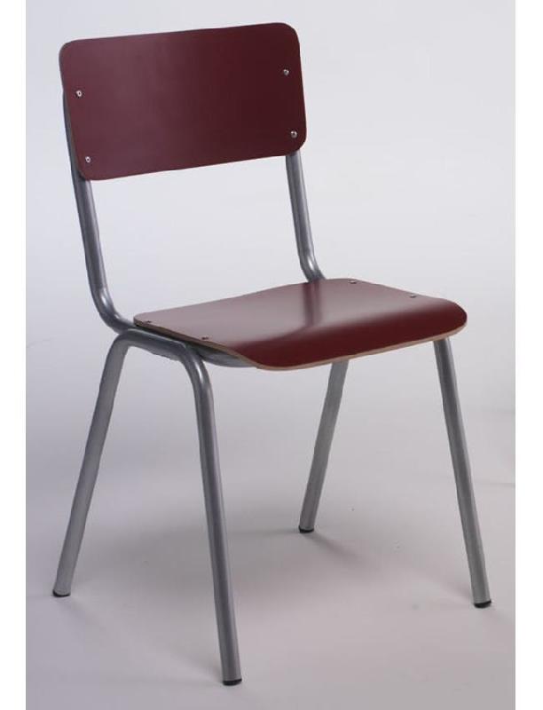 Chaise Enjy - assise et dos en bois vintage ou teinté - châssis métal verni naturel, chromé, epoxy silver ou noir_0