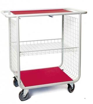 Chariot de toilette 750 rouge - 750x585x1035 mm -avec étag. -sans sép - 53402_0