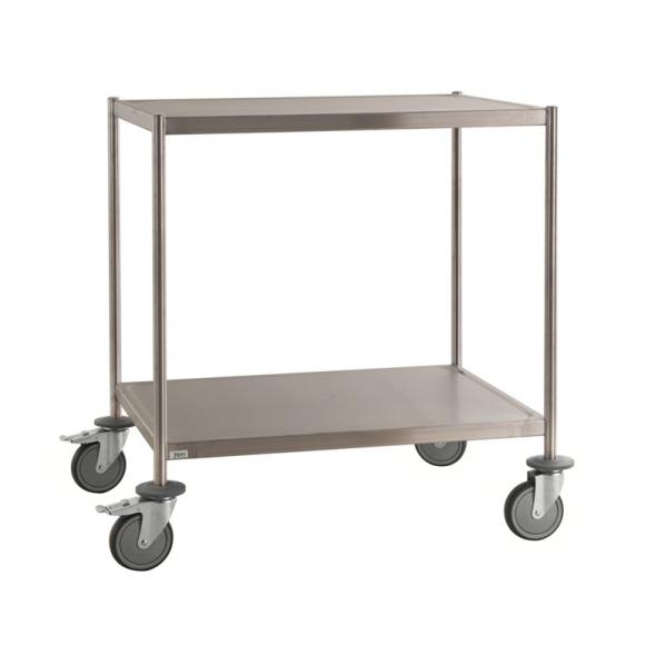Chariot inox soudé C3 avec 2 tablettes - KONGAMEK - Sans poignées - 4 roues pivotantes dont 2 avec freins_0