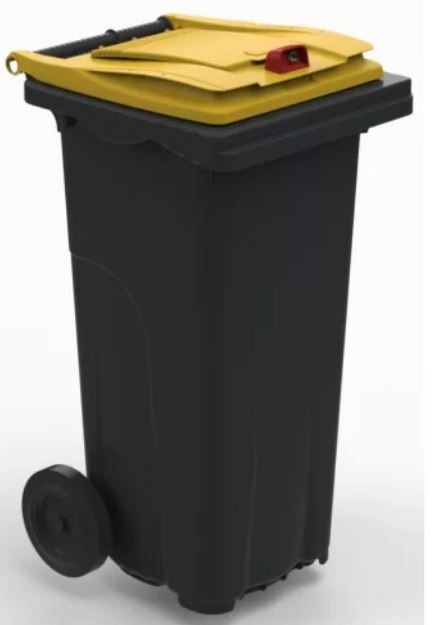 Conteneur 120 L Tri Sélectif Emballage - Papier Confidentiel - PEHD injecté - Norme EN 840 - Serrure clé triangle - 2 roues 200 mm_0