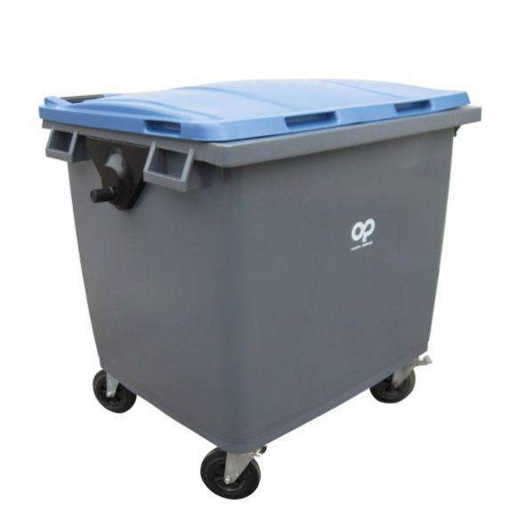 Conteneur poubelle bicolore - 1000 litres Gris / Bleu (RAL 5023)_0