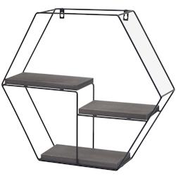 Décoshop26 - Étagère murale suspendue 3 étagères en métal et bois gris foncé design industriel 43x49x11 cm 04_0008657 - gris 3000262664924_0