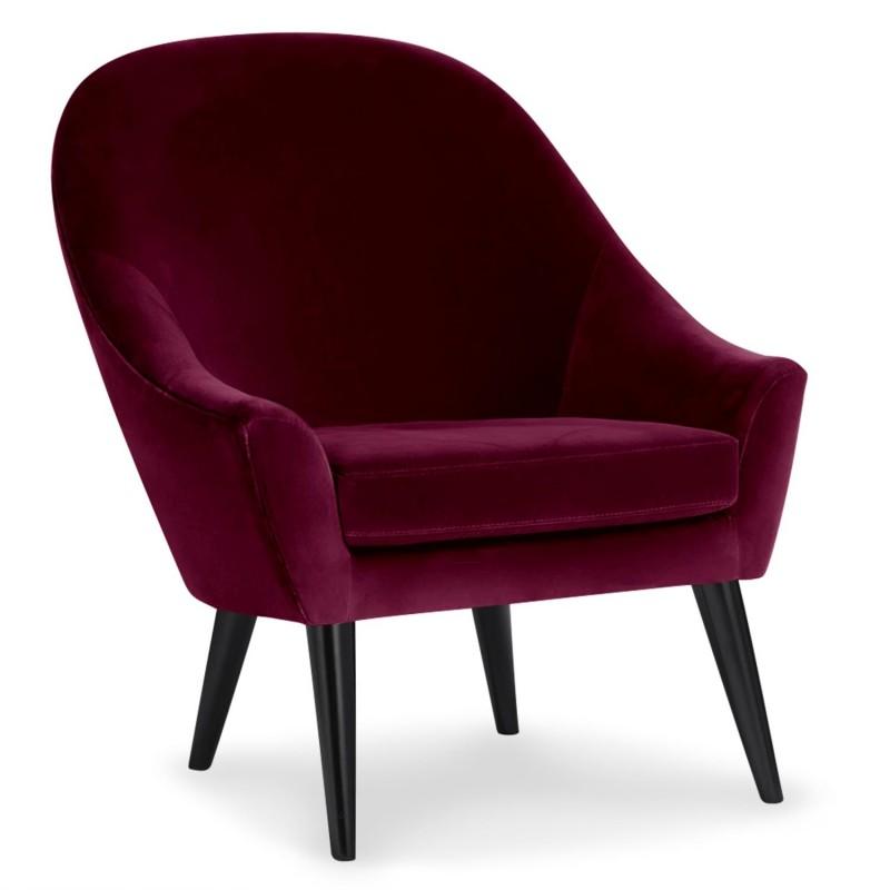 Fauteuil scandinave velours Ulla 88cm bordeaux - Paris Prix - design nordique et confort optimal_0