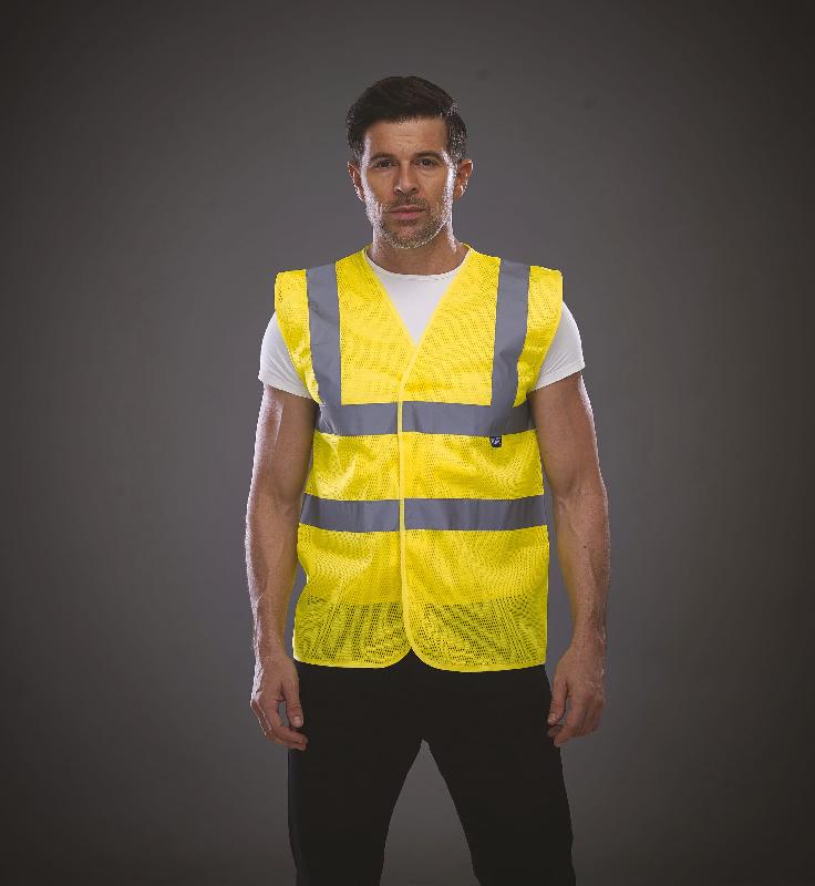 Gilet haute visibilité à maille ajourée recyclée - Polyester recyclé - Réf : YHVW120 - Normes ANSI/ISEA 107-2004 et EN ISO20471:2013_0