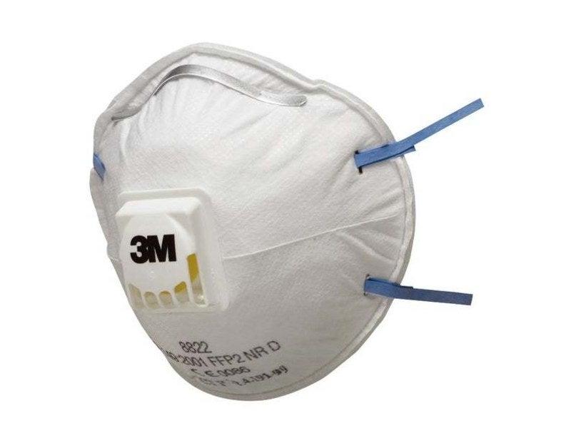 Lot de 3 masques anti-poussières FFP2 3M - avec valve - taille unique - fabriqués en Angleterre_0