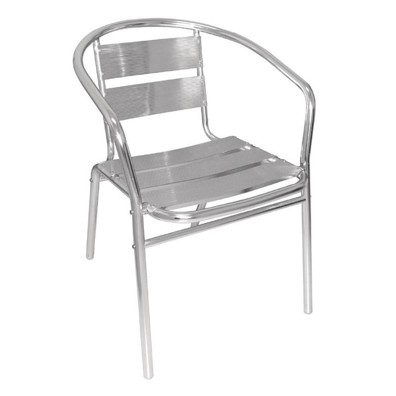 Lot de 4 fauteuils empilables en aluminium - légers et faciles à nettoyer_0