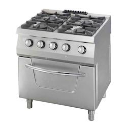 Maxima Heavy Duty cuisinière à gaz - 4 brûleurs - unité double avec four - profondeur 70 cm - 37kW - 3701117760593_0
