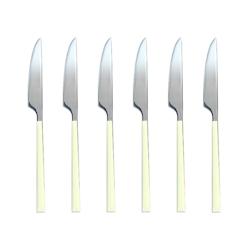 Novastyl - Lot 6 Couteaux De Table Colorama 23cm En Acier Inoxydable Creme - 3256391036266_0