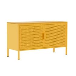 Oviala Business Buffet moderne 2 portes L100 cm en métal jaune - jaune acier 113982_0